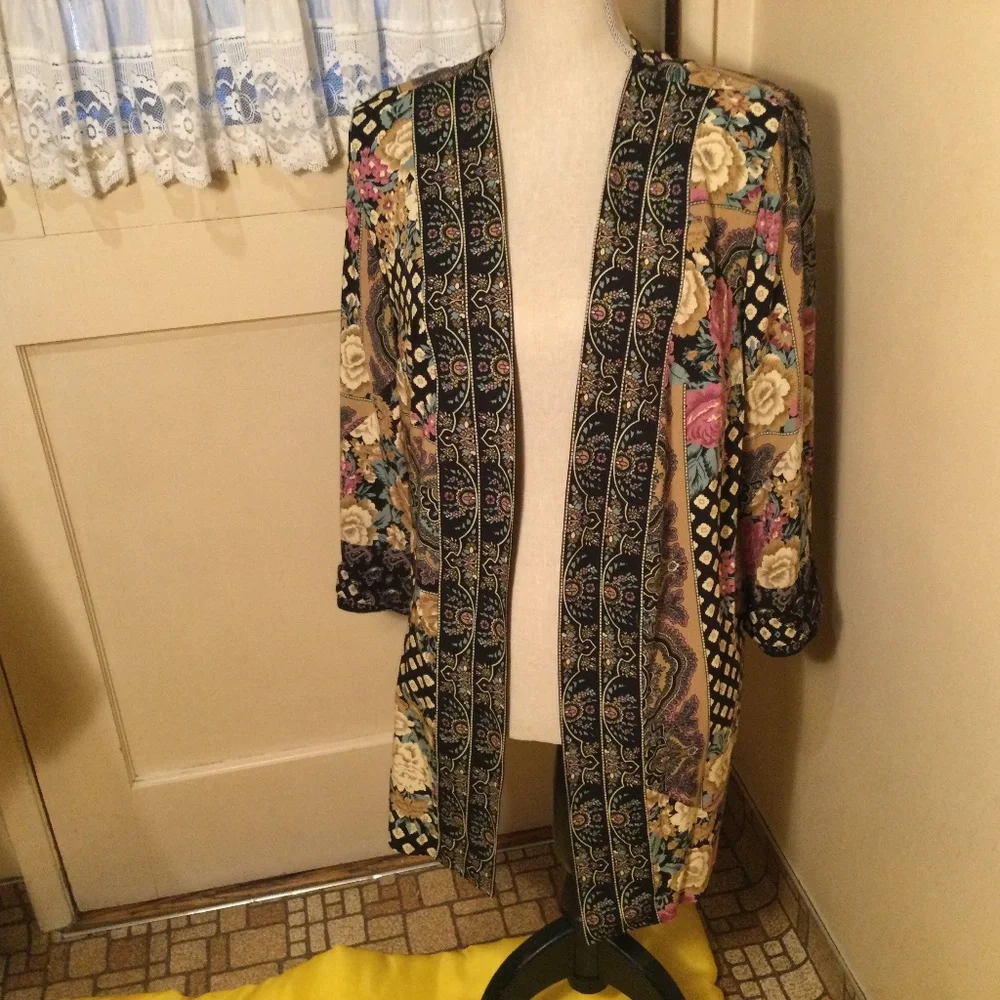 Boho Style Unique Mix of Patterns & color, Kimono Style Cover Up jacket - Picture 1 of 7